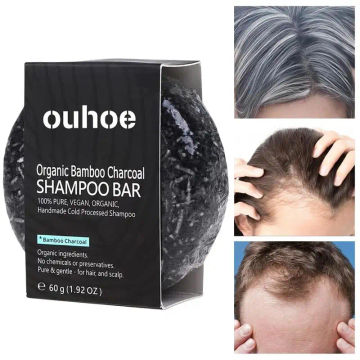 Hair Darkening Shampoo Soap Bar Bamboo Charcoal Repair Gray White Hair Color Dye Face Hair Body Natural Organic Hair Conditioner