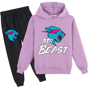 Kids Mr Beast Hoodie and Pants Lightning Cat Shirt Boys Girls Sweatshirt Clothing