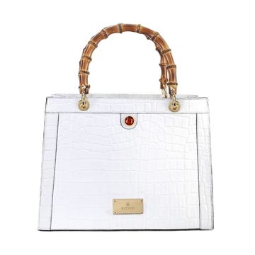 THENA CROCO WHITE women's leather bag