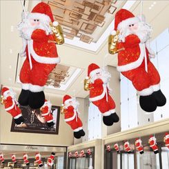 Hanging Xmas Ornaments Santa Claus Climbing on Rope for Wall and Window Decoration 