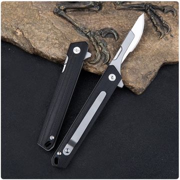 G10 Folding Knife Scalpel - Outdoor Multi-function Cutting Tool with Blue Pocket Knife Design and Smooth Bearing System