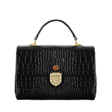 Women's leather bag COBE croco black