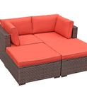 JARDINA 4 Pieces Patio Furniture, Sectional Set with Ottomans, Outdoor All-Weather PE Rattan Wicker