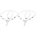 2 Pcs Tassel Crystal Head Chain Bride Vintage Decor Girl Headbands Alloy Bridal Forehead