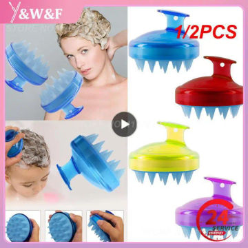 1/2PCS color Silicone Scalp Shampoo Massage Brush  Hair Washing Comb Mini Head Meridian Massage Wide Tooth Shower Bath Brush