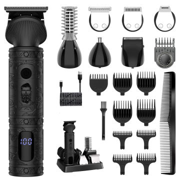 Hatteker hair trimmer all in one 7 blades changeable Electric Baber Haircut machine body nose trimmer set for Men