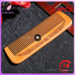 1/2PCS Natural Carved Peach Wood Comb Thickened Wood Comb Curly Massage Hair Comb Anti-static Sandalwood Hairdressing Hair