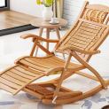 Chair Armchair W/Footrest&Massage Mahogany Finish Foldable Rocker Outdoor Patio Furniture Bamboo Chair Recliner