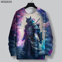 MSIEESO Men Sweatshirt Sakura Warrior 3D Printed Round Neck Sportshirt Men Women Long Sleeve Casual Male Streetwear Tops