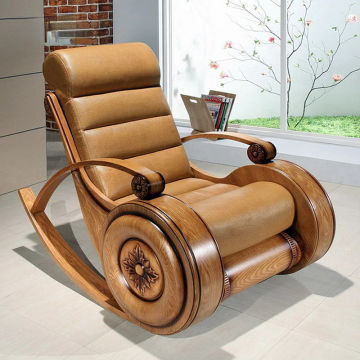 American solid wood rocking chair European recliner hand-carved leisure chair