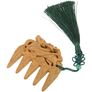 Wood Wide Tooth Hair Comb Green Sandalwood Embossed Combs Massager for Relaxation