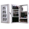 Hanging Wall Mount Photo Display Jewelry Armoire Cabinet Organizer Box W/ Mirror