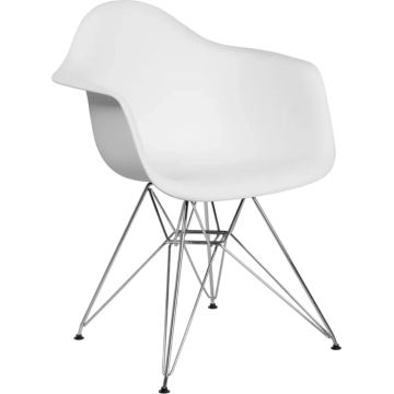 Alonza Series White Plastic Chair with Chrome Base  cozy chair  lounge chair  throne chair