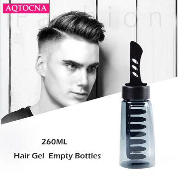 1pc 260ML 2 In 1 Hair Bottle Comb Styling Wax Men Applicator Brush Container Refillable Empty Bottles Men Oil Head Styling Tool