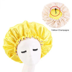 Reversible Satin Bonnet Hair Caps Double Layer Adjust Sleep Night Cap Head Cover Hat For Curly Springy Hair Styling Accessories