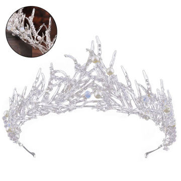 Baroque Rhinestone Bridal Tiaras Vintage Alloy Headband for Wedding Costume