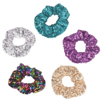 5 Pcs Christmas Sequin Hair Tie Ties Ponytail Holder Accessories Ring Rope Hairball Creative Elastic