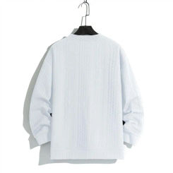 Fall Winter Men Sweatshirt Knitted Solid Color Applique Round Neck Long Sleeve Loose Pullover Casual Elastic Men Sweater