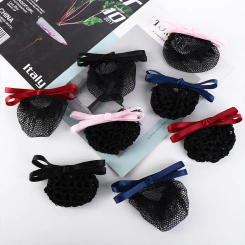 Lady Dance Headdress Mesh Hair Net Bowknot Hair Bun Cover Women Spring Clips Hairgrips Cover Net Korean Bun Snood Ponytail Clip