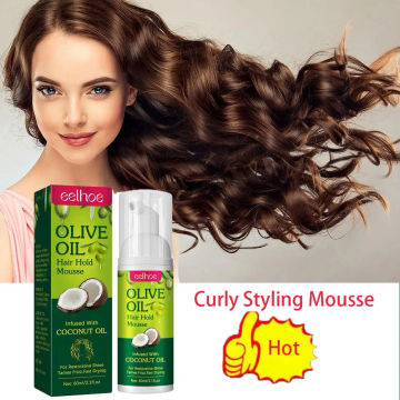 Curly Styling Mousse Unisex Olive Oil Ingredient Curly Hair Styling Shaping Foam Long Lasting Frizz Control Hair Fluffing Spray