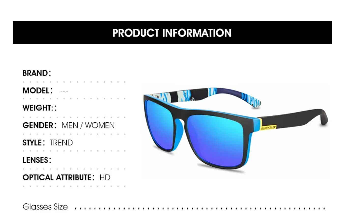 Description Picture 1 of itemPolarized Sport Sunglasses for Men and Women - Ideal for Fishing, Sun Goggles for Camping, Hiking, and Driving - Brand New Eyewear