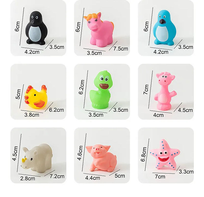 Description Picture 4 of itemBaby Cute Animals Bath Toy Set - Swimming Water Toys with Soft Rubber, Float, Squeeze Sound - Kids' Wash and Play Fun