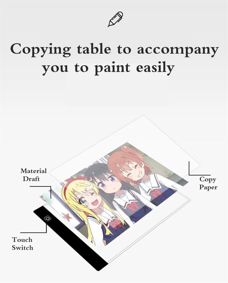 Description Picture 4 of itemA4 Dimmable LED Drawing Copy Pad Board: Children's Toy for Painting, Educational Kids, Growth Playmates, Creative Gifts for Children