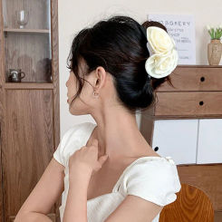 Hair Grab Clip Flower Hair Claw Shark Clip Korean Style Large Size Hair Claw Geometric Barrettes Red Rose Hair Clip Streetwear