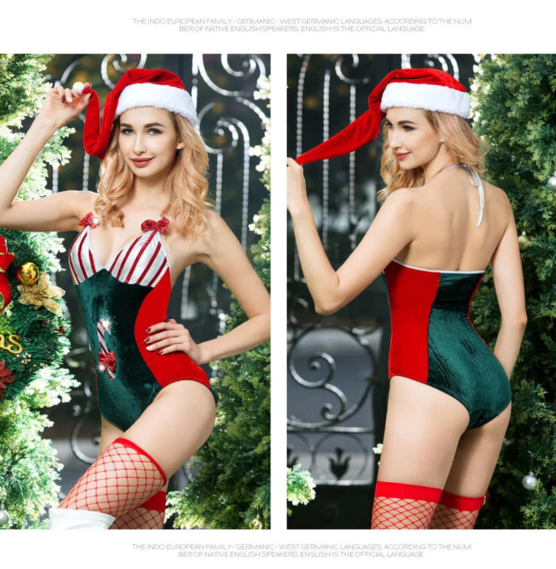 Description Picture 2 of itemChristmas Cosplay Santa's Elf Suit: Cute Shawl, Mini Dress, Attractive Underwear
