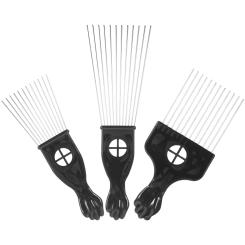 3pcs Hair Pick Combs Detangle Braid Pick Stainless Steel Hair Lift Comb