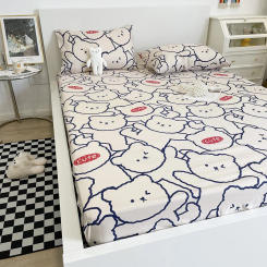 New Cartoon Polyester-cotton Fitted Sheet Set Soft Skin-friendly Bed Sheets Queen Size Bedsheet Bed Cover No Pillowcases