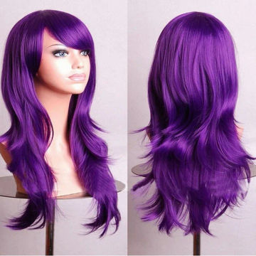 70CM Long Curly Hair Air Roll High Temperature Silk Purple Curly Hair COS Anime Wig