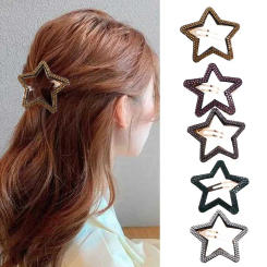Metal Rhinestone Star BB Clip Fashion Geometric Pentagram Hollow Hair Clip Hair Clip Barrettes Star Side Clip Girls