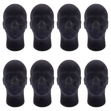 8X Male Foam Mannequin Manikin Head Model Wigs Glasses Cap Display Stand Black