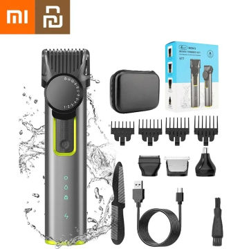 Xiaomi Youpin Hair Cutting Kits Men's MultiFunction IPX5 Waterproof Electric Hair Clipper 4-in-1 Shaver Nose Hair Trimmer Set