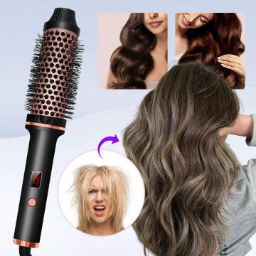 Curling Iron Brush Heated Curling Brush 5 Temperature Setting Hair Volumizing Comb 60 Min Auto Off Portable Hairstyle Supplies