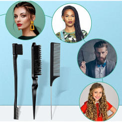 3 Pieces of Double-sided Edge Control Solid Hair Combing Portable Lightweight Daily Styling  Hair Brush Comb Accessories