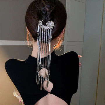 Tassel U-shaped Hairpin Exquisite Hairpin Pearl Chinese Style Hair Stick Hair Accessories Hair Fork Hanfu Hair Stick Girl