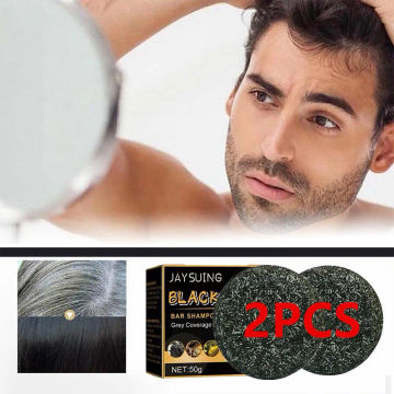 2PCS Grey Gloss Black Soap Repair Gray White Hair Color Dye Face Hair Body Shampoo 50g Natural Hair Conditioner