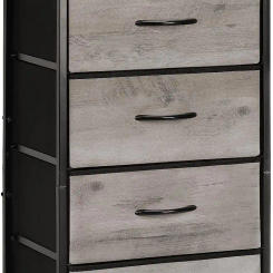 Refined Fashionable and Elegant Dresser with 4 Drawers Fabric Dressers Storage Drawers, Sturdy Steel Frame & Wood Top Gray