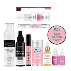 Wig Install Kit Hair Styling Sleek Wax Stick Edge Control for Black Women Curly Mousse Foam Bond Wig Adhesive Glue Remover