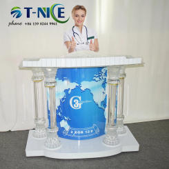 AKLIKE  The Deluxe Senior Fashion Design Crystal Column Acrylic Church Podium  Custom Organic Glass Lectern Commercial Furniture