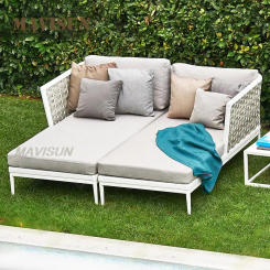 Rattan Outdoor Sofa Waterproof Corner Creative Furniture For Garden Courtyard Villa Model Terrace Sun Lounger White Simple Couch