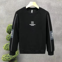 Solid Color Letter Print Sweatshirt Men Round Neck Sweatshirt Men's Fall Winter O Neck Long Sleeve Letter Print for Men