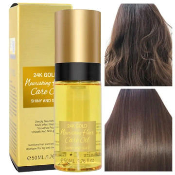 NEW 24K Gold Anti Frizz Hair Oil Frizz Control Essence For Damaged Hair Hair Care Oil 50ml Hair Essence For Smoothing Curly Hair