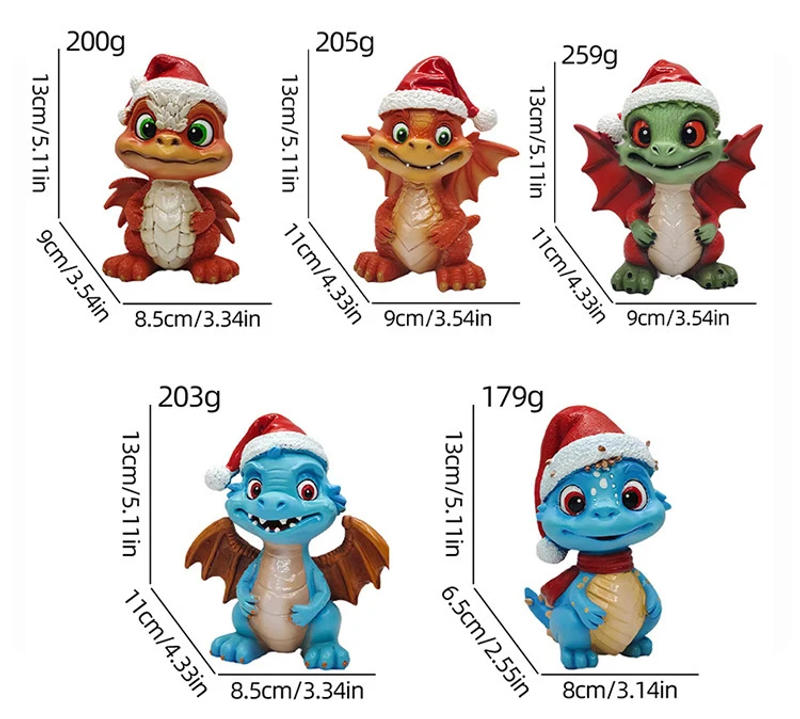 Description Picture 3 of itemNew Christmas Dragon Decorative Figurine - Dinosaur Elf Sculpture for 2023 Navidad Desk Ornament and Home Decor