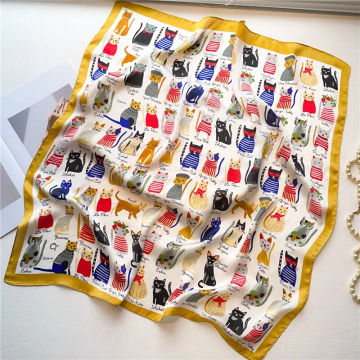 70cm Silk Square Scarf for Women: Satin Bandana Print Scarves, Fashionable Lady Hair Shawl Wrap