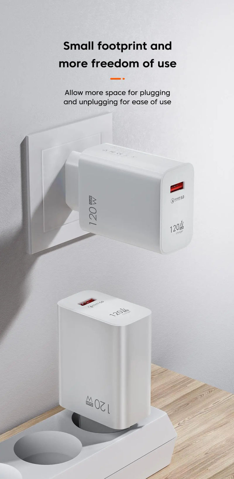 Description Picture 3 of itemUSB Charger with QC3.0, Fast Charging USB C Cable for iPhone, Huawei, Samsung, Xiaomi