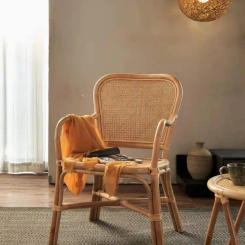 Japanese ins natural rattan cane chair really handmade bamboo weaving small cane three-piece tea table combination living room b