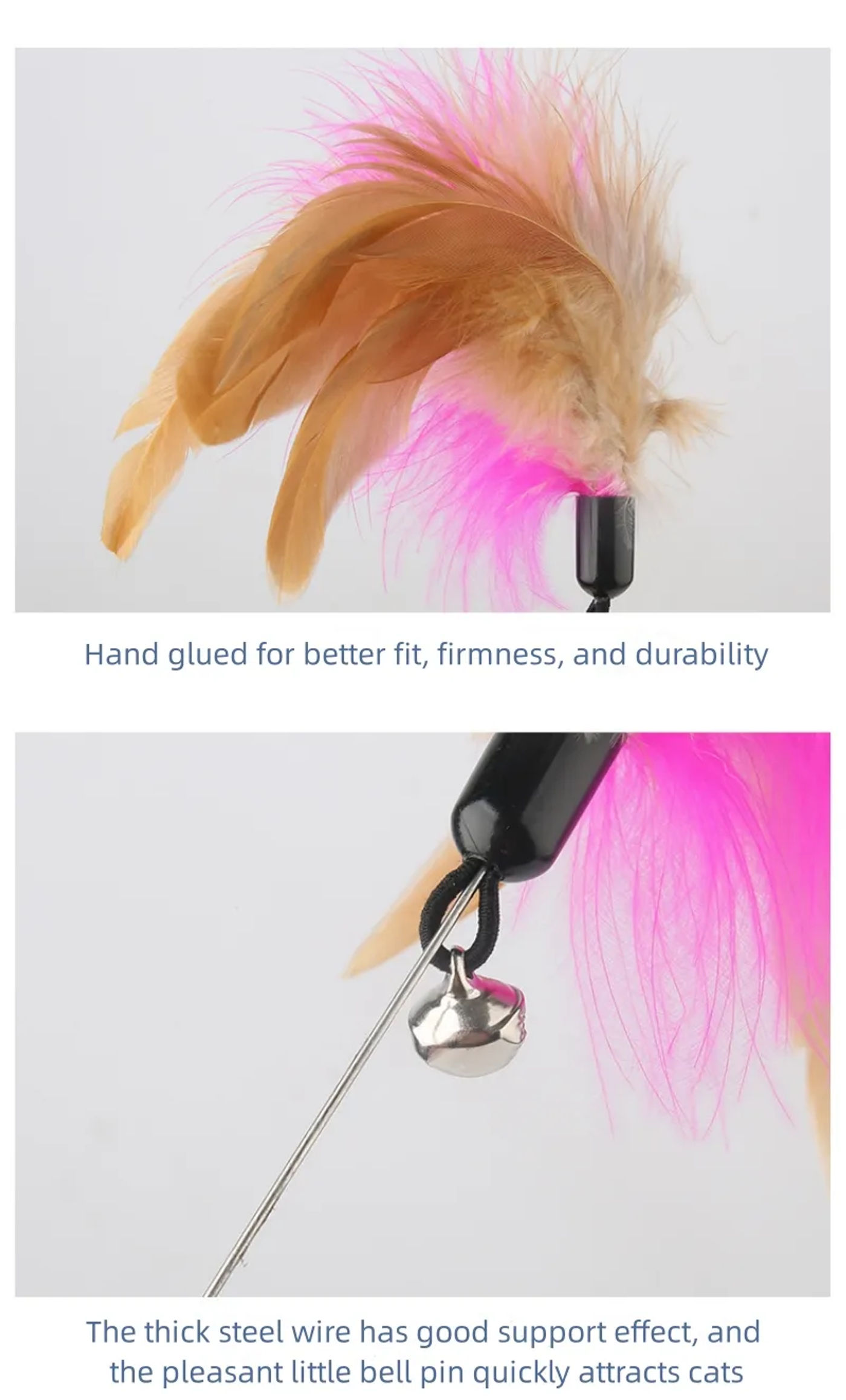 Description Picture 3 of item Interactive Feather Teaser Stick with Bell, Collar, and Kitten Teaser Wand - Perfect Training Toys and Supplies for Your Feline Friend